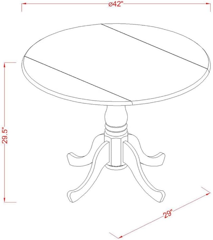 East West Furniture DLVA3-OAK-C 3 Piece Dining Set Contains a Round Dining Room - Image 4