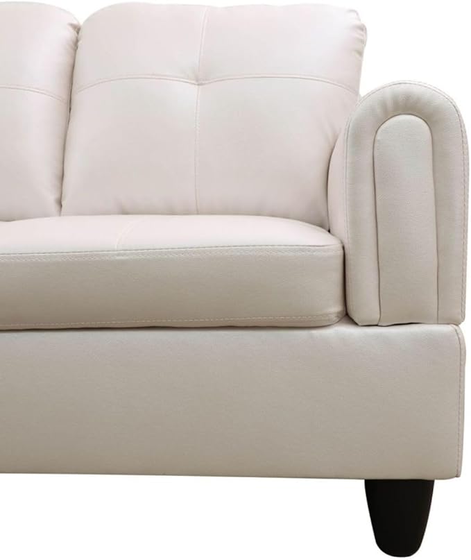 Pearl White L-Shaped 3-Piece Faux Leather Sofa - Image 5
