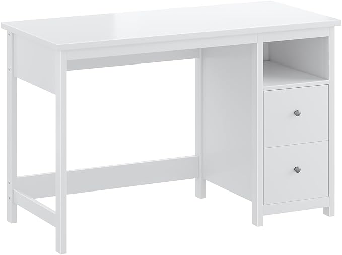 BHG White Desk with Drawers, Modern Small Computer Desk - Image 6