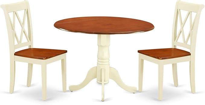 East West Furniture DLCL3-BMK-W 3 Piece Dinette Set by EastWestFurniture