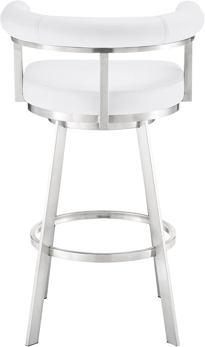 Armen Living Magnolia Swivel Bar Stool in Brushed Stainless Steel - Image 7