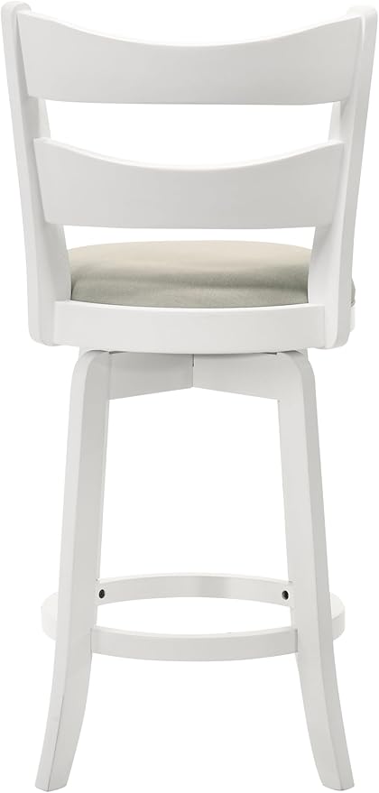 Armen Living Blair 30 in. Matte White Bar Height Rubberwood Swivel Barstool - Image 6