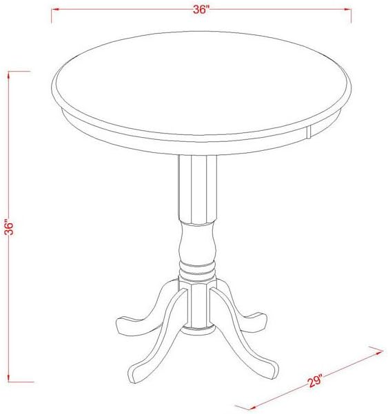 East West Furniture JAPB5-OAK-W 5 Piece Counter Height Dining Table Set - Image 6