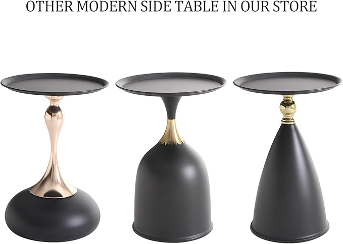 Small Round Black Side Table for Small Spaces, Pedestal Modern Couch End Tables - Image 7