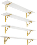 DINZI LVJ Long Wall Shelves, 47.3" Wall Mounted Shelves Set of 4, Wide Floating by DINZILVJ