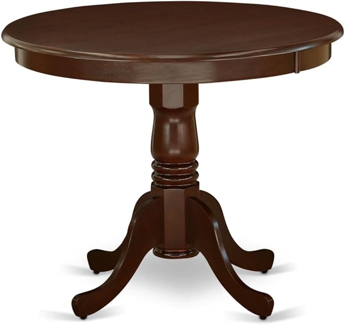 East West Furniture ANIP3-MAH-W 3 Piece Dining Set Contains a Round Dining Room - Image 2