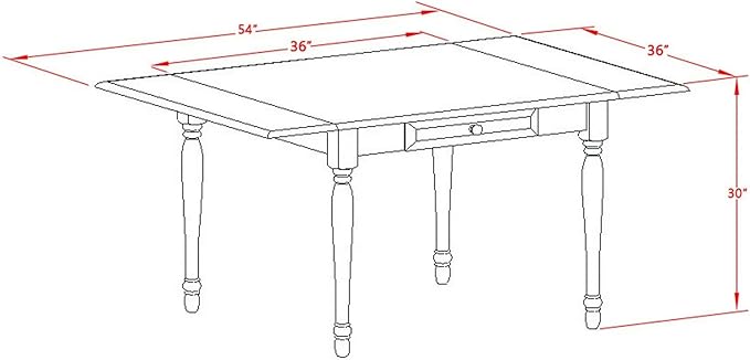 East West Furniture MZLA5-LWH-06 5 Piece Dining Table Set - Image 13