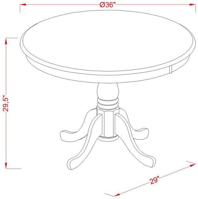 East West Furniture ANAV3-OAK-C 3 Piece Dining Room Table Set Contains a Round - Image 6