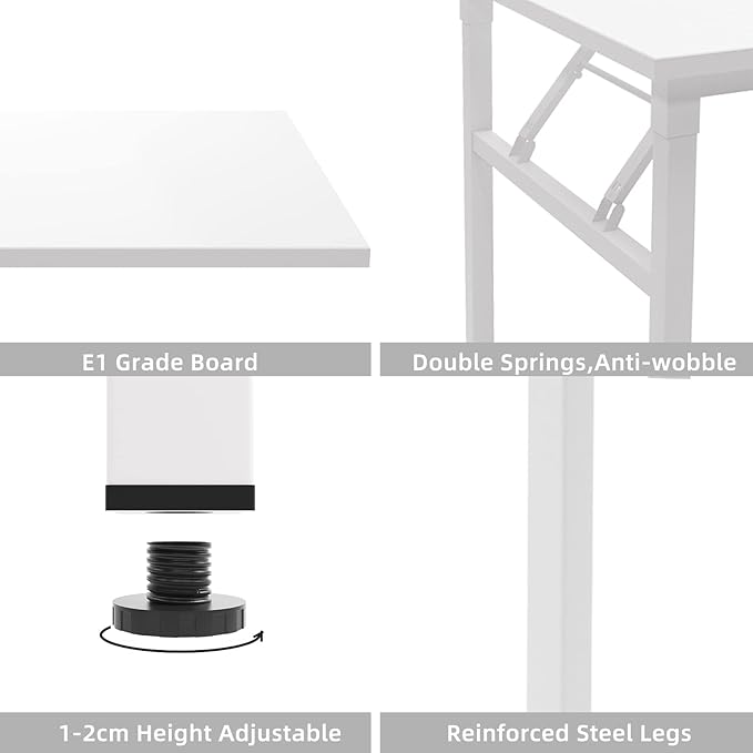 DlandHome Reversible L-Shaped Desk Large Corner Desk Folding Table Computer - Image 7