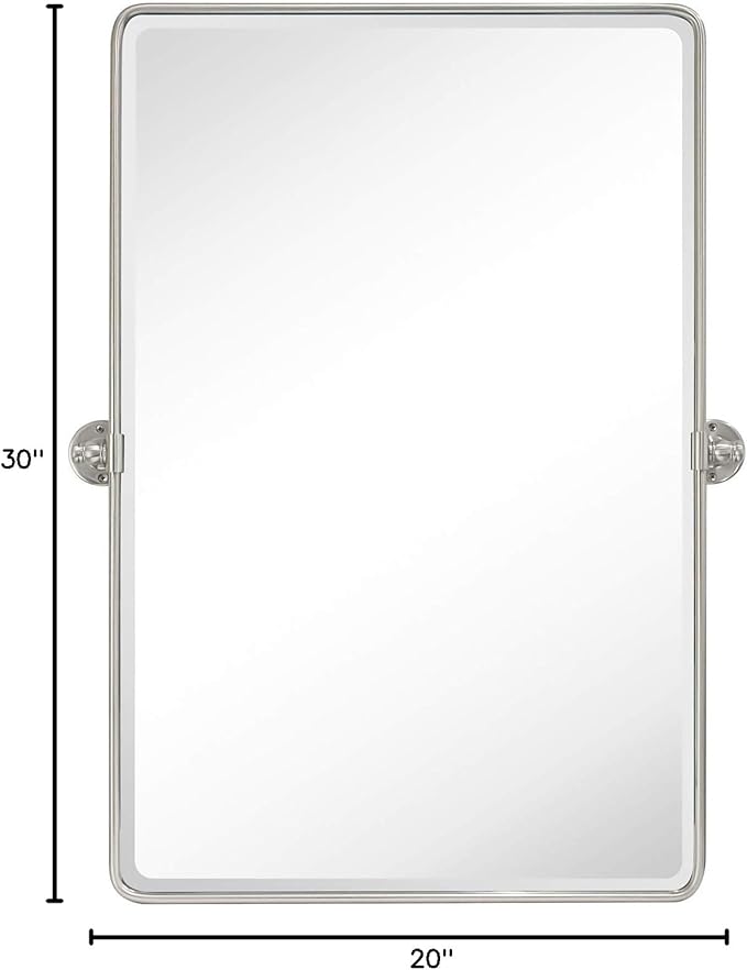 TEHOME 20x30'' Brushed Nickel Pivot Mirror Rectangle Bathroom Vanity Mirror - Image 7