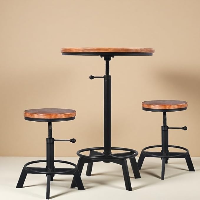 Farmhouse Bar Table 30-35.4inch Height Adjustable Rustic Bistro Pub Table - Image 7