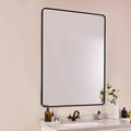 ANDY STAR 30’’x48’’ Black Bathroom Mirror, Rounded Rectangle Black Metal Framed by ANDYSTAR