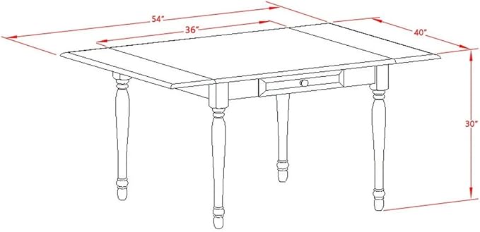 East West Furniture MZCL5-LWH-C 5 Piece Kitchen Table Set - Image 13