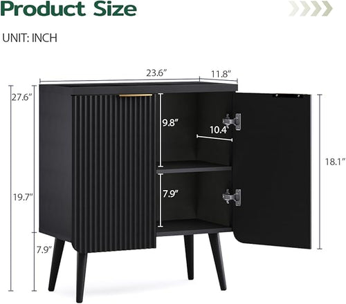 23.6" Sideboard Cabinet with 2 Doors, Modern Buffet Cabinet with Adjustable - Image 2