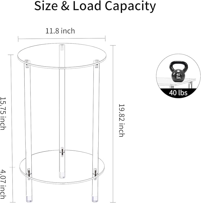 Clear Round Acrylic Side Table Set of 2 - Image 3