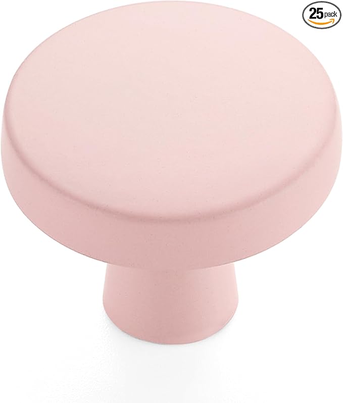 Ravinte 25 Pack Drawer Pulls 1-1/4 Inch Pink Kitchen Cabinet Knobs Solid Round by Ravinte