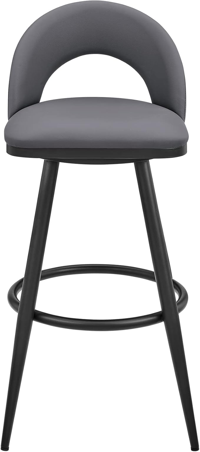 Armen Living Charlotte Swivel Bar Stool in Black Metal - Image 4