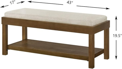 24KF Large Rectangular Storage Bench, Upholstered Seat Cushion, Ottoman Coffee - Image 2