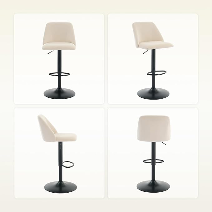 COLAMY Bar Stools Set of 2, Modern Swivel Bar Chairs, Adjustable Upholstered - Image 11