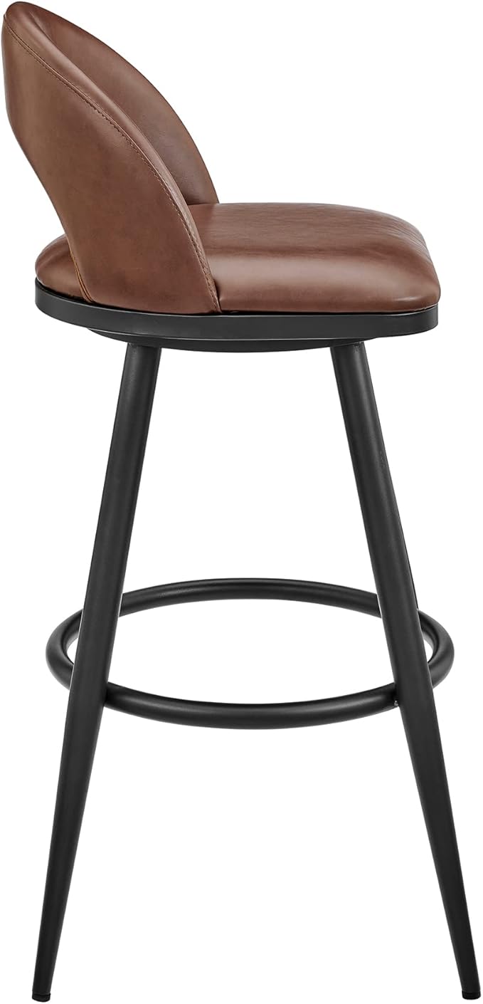 Armen Living Charlotte Swivel Bar Stool in Black Metal - Image 5