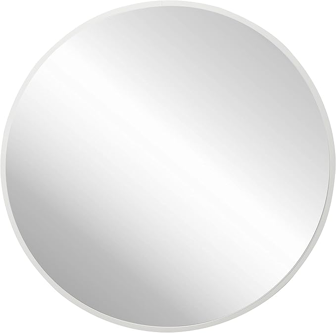 FrameWorks 28" Deluxe Contemporary White Circular Aluminum Mirror by FrameWorks
