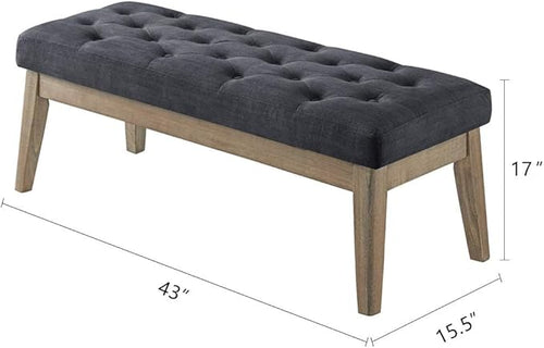 24KF Velvet Upholstered Buttons Tufted Entryway Bench - Image 2