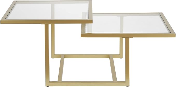 Henn&Hart 43" Wide Square Coffee Table in Brass, Modern coffee tables - Image 10