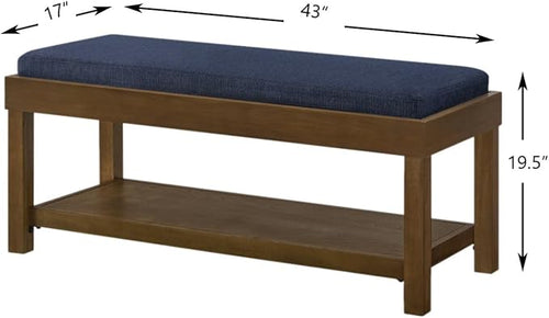 24KF Large Rectangular Storage Bench, Upholstered Seat Cushion, Ottoman Coffee - Image 2