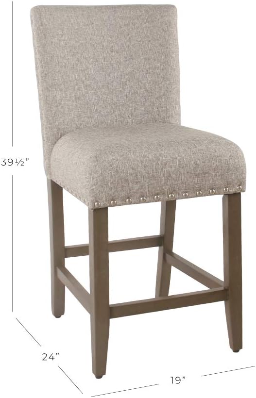 Homepop Home Decor | Backless Nailhead Trim Counter Height Bar Stools | 24 Inch - Image 10