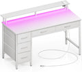 Seventable Computer Desk with Power Outlets & LED Light, 47 inch Home Office by Seventable
