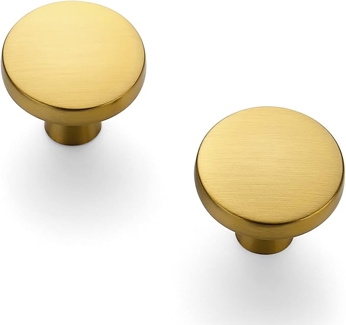 Ravinte 5 Pack Drawer Pulls 1-1/4 Inch Brushed Brass Kitchen Cabinet Knobs - Image 9