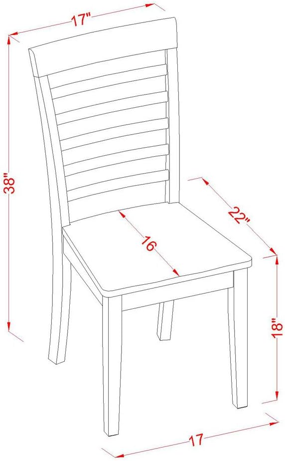 East West Furniture DLML5-SBR-W 5 Piece Kitchen Table & Chairs Set Includes a - Image 7