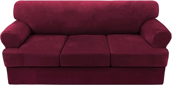 H.VERSAILTEX Sofa Cover 4 Piece T Cushion Sofa Slipcovers Thick Velvet Couch by HVERSAILTEX