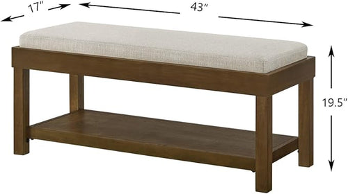 24KF Large Rectangular Storage Bench, Upholstered Seat Cushion, Ottoman Coffee - Image 2