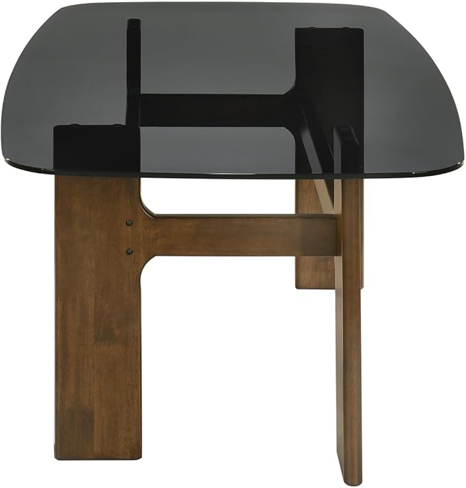 Armen living Ileena Mid-Century Modern 7-Piece Wood Dining Set in Walnut - Image 7