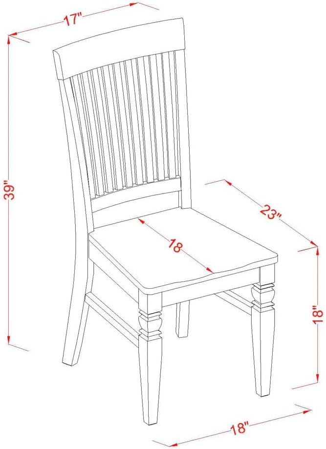 East West Furniture DLWE5-BLK-W 5 Piece Dinette Set - Image 10
