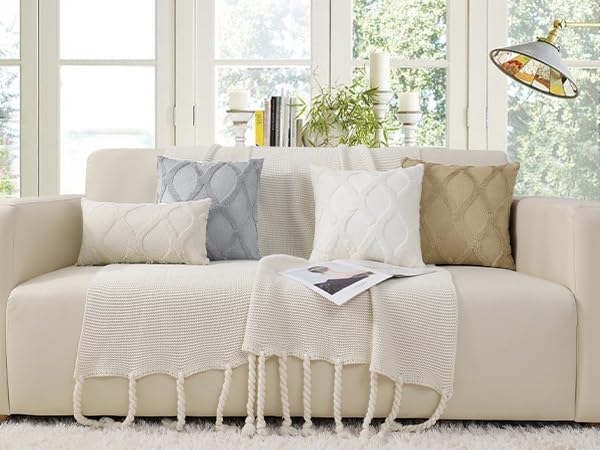 decorUhome Throw Pillow Covers 20x20 Inch Set of 2, Soft Plush Faux Fur Wool - Image 7