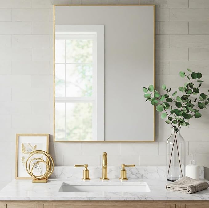 24x32 Inch Gold Bathroom Mirror by LEDLUX