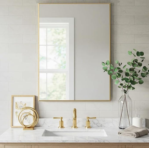 24x32 Inch Gold Bathroom Mirror by LEDLUX