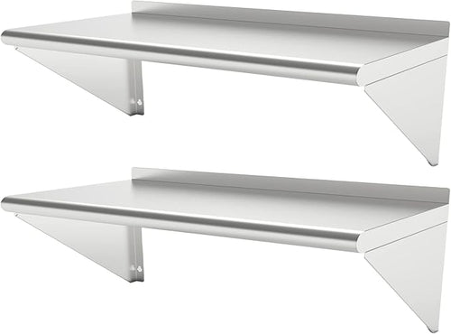 12''x48'' - 2packs Wall Mounted Stainless Steel Shelf NSF Commercial Metal Wall by STEELBUS