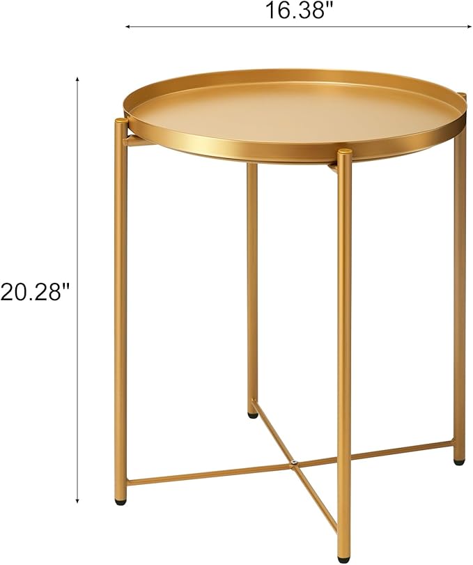 danpinera Gold Side Table, End Table - Image 3