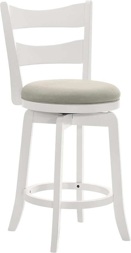 Armen Living Blair 30 in. Matte White Bar Height Rubberwood Swivel Barstool - Image 2