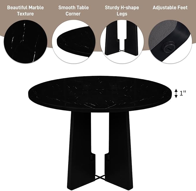 Merax 5-Piece Round Dining Table Set, Modern 4 Upholstered Chairs - Image 4