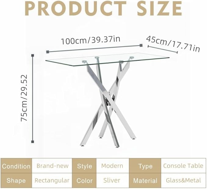 Tempered Glass Console Table - Image 6