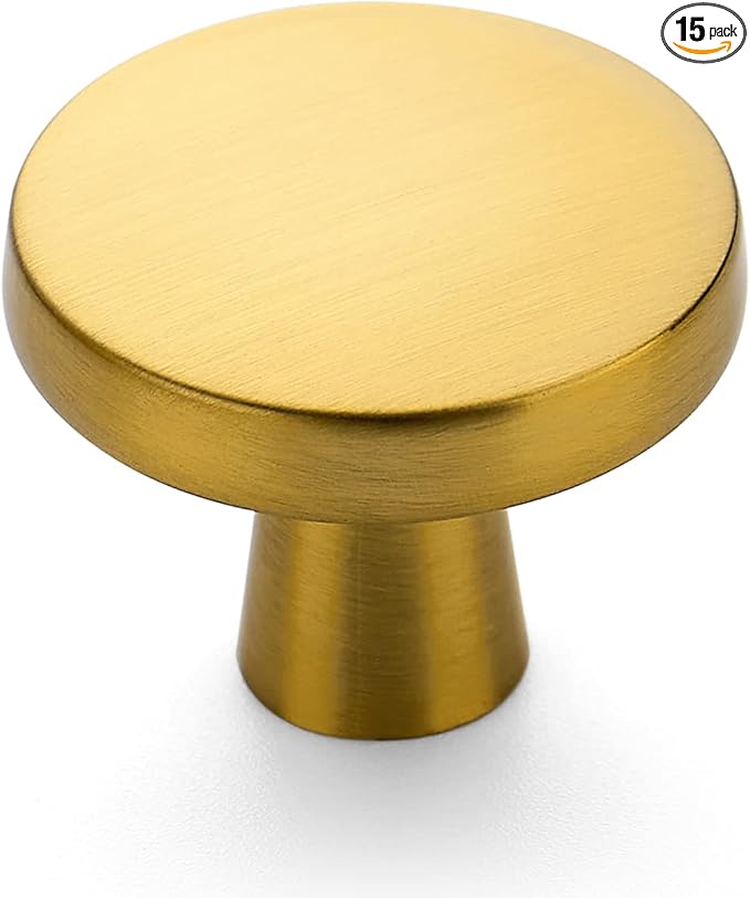 Ravinte 15 Pack Drawer Pulls 1-1/4 Inch Brushed Brass Kitchen Cabinet Knobs by Ravinte