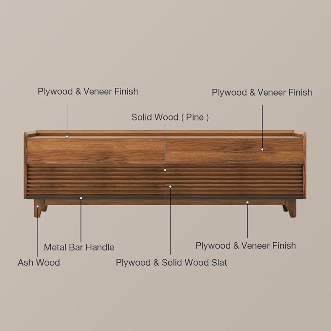 POVISON Fully-Assembled Mid Century Modern TV Stand - Image 6