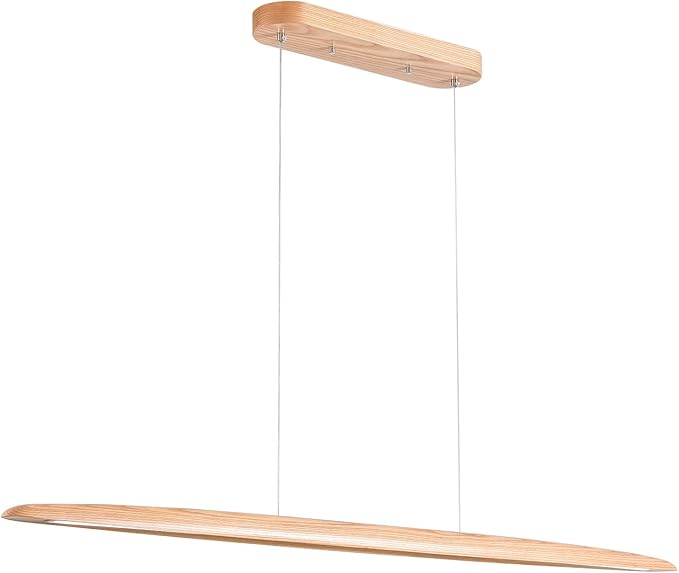 59" 40W Wood LED Linear Pendant Light Fixture Led Dining Room Light Dimmable by Yisdesign