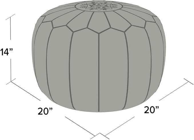 Stuffed Round Design Moroccan Leather Pouf Ottoman, Pre-Filled, 100% Genuine - Image 2