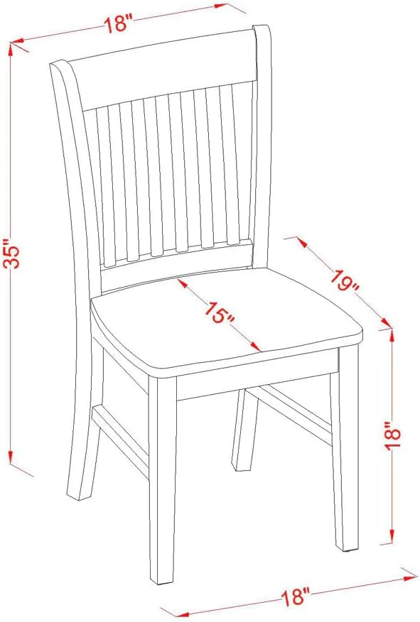 East West Furniture MZNO3-BCH-W 3 Piece Dining Table Set - Image 15