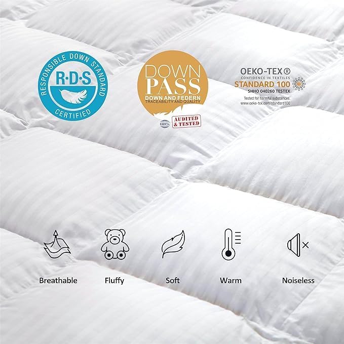 Luxurious All-Season Goose Down Feather Fiber Comforter Duvet Insert, Exquisite - Image 5